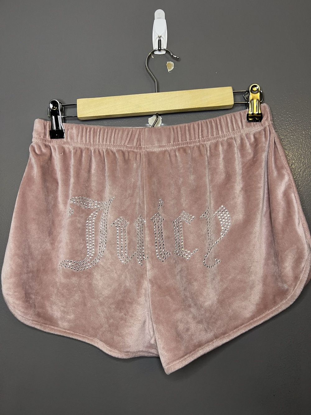 Juicy Couture Sleep Shorts Womens Small Pink Velour Rhinestone Juicy Logo Lounge